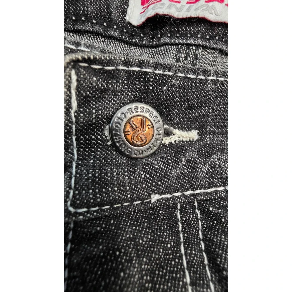 Respect Denim Co Mens 40x34 Wide Leg Baggy Jeans Dark Wash Fade Y2K Streetwear